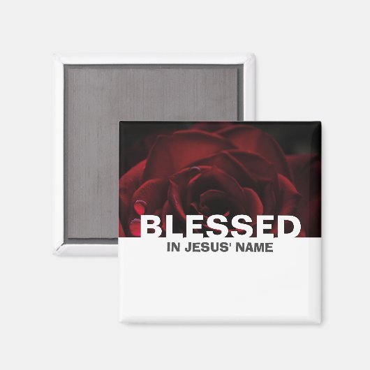 Aangepaste Floral Red Rose BLESSED Magneet (Voorkant / Achterkant)