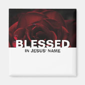 Aangepaste Floral Red Rose BLESSED Magneet (Voorkant)