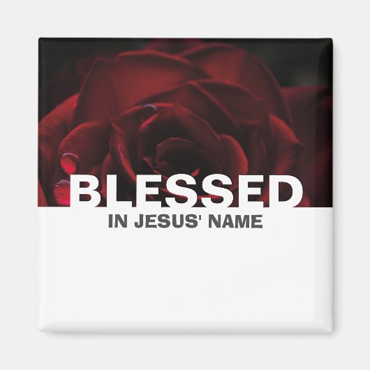 Aangepaste Floral Red Rose BLESSED Magneet (Voorkant)