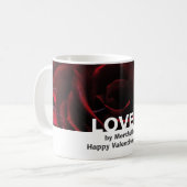 Aangepaste Floral Red Rose LOVED Valentijnse Koffiemok (Voorkant links)