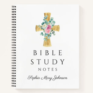 Aangepaste Floral Religious Cross Notitieboek