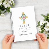 Aangepaste Floral Religious Cross Notitieboek