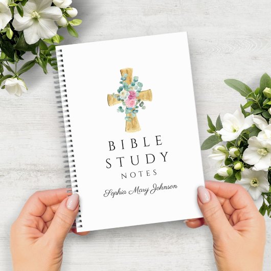 Aangepaste Floral Religious Cross Notitieboek