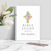 Aangepaste Floral Religious Cross Notitieboek