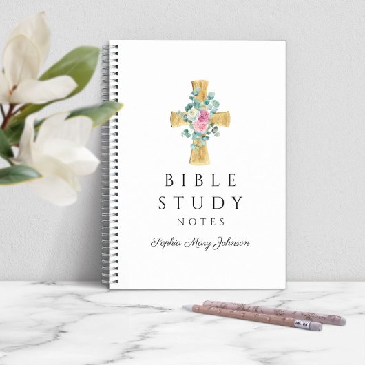 Aangepaste Floral Religious Cross Notitieboek