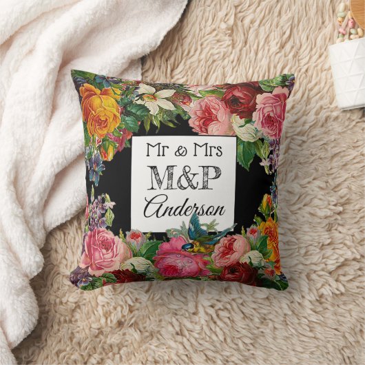 Aangepaste Floral-Rozen en Bird Wedding Pillow Kussen (Deken)