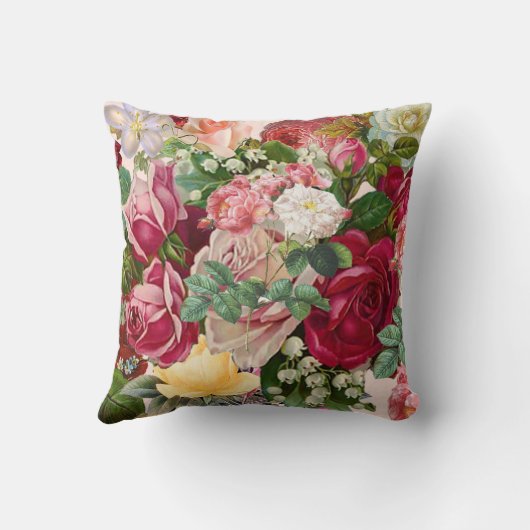 Aangepaste Floral-Rozen en Bird Wedding Pillow Kussen (Achterkant)