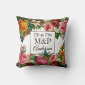 Aangepaste Floral-Rozen en Bird Wedding Pillow Kussen (Voorkant)