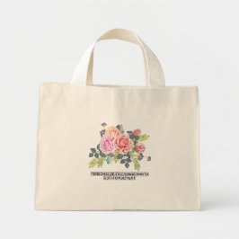 Aangepaste Floral Rozen Vervang Artwork Slogan Mini Tote Bag