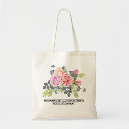 Aangepaste Floral Rozen Vervang foto kunstwerk Tote Bag