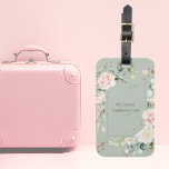 Aangepaste Floral Sage Green Waterverf Gold Bagagelabel<br><div class="desc">Prachtige goudvlekken van faux glitter met roze,  blote,  delicate bloemen op een zwarte achtergrond. Dit bagagelabel is perfect voor de vrouwelijke vrouw. Zo chic en gesofisticeerd net als zij. Zo'n elegant ontwerp. Ik heb genoten van het creëren van dit ontwerp voor u. Zazzle garandeert 100% klantenservice en tevredenheid.</div>