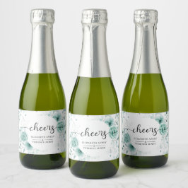 Aangepaste Floral sage greens Wedding Sparkling Wijnetiket