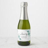 Aangepaste Floral sage greens Wedding Sparkling Wijnetiket (Voorkant)