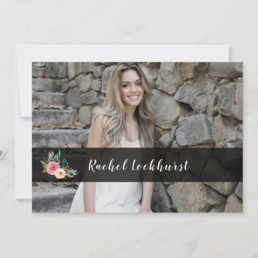 Aangepaste Floral School Class Afstuderen Foto Par Kaart (Achterkant)