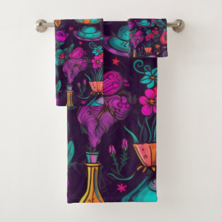 Aangepaste Floral Skulls Bad Handdoek