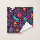 Aangepaste Floral Skulls Bad Handdoek (Wasdoekje)
