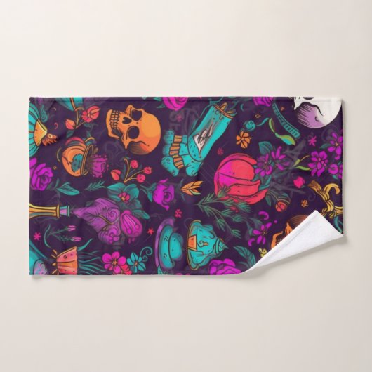 Aangepaste Floral Skulls Bad Handdoek (Handdoek)