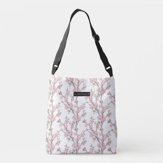 Aangepaste Floral Sprigs Pattern roze Crossbody Tas (Achterkant)