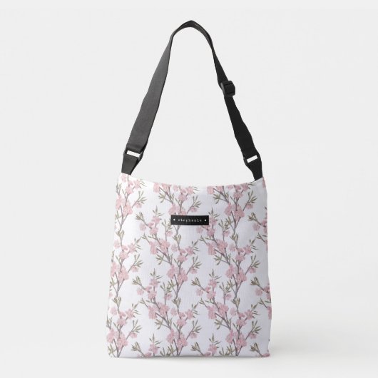 Aangepaste Floral Sprigs Pattern roze Crossbody Tas (Voorkant)