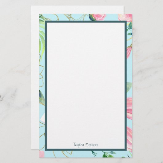 Aangepaste Floral Stationery Briefpapier (Voorkant / Achterkant)