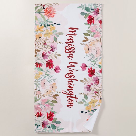 Aangepaste Floral Strandlaken (Voorkant)