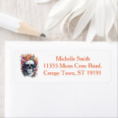 Aangepaste Floral Sugar Skull Halloween Etiket (Insitu)