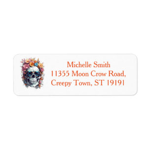 Aangepaste Floral Sugar Skull Halloween Etiket