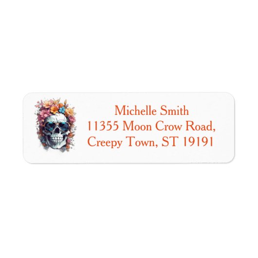 Aangepaste Floral Sugar Skull Halloween Etiket (Voorkant)