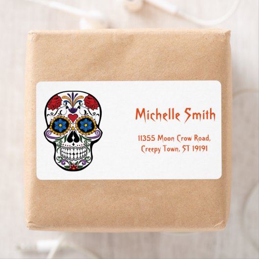 Aangepaste Floral Sugar Skull Halloween Etiket (Insitu)