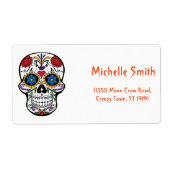 Aangepaste Floral Sugar Skull Halloween Etiket (Voorkant)