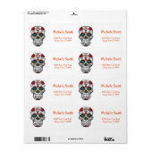 Aangepaste Floral Sugar Skull Halloween Etiket (Full Sheet)