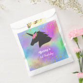 Aangepaste Floral Unicorn Birthday Bedankzakje (Gezegeld)