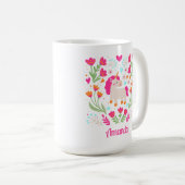 Aangepaste Floral Unicorn Koffiemok (Voorkant rechts)