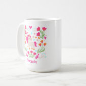 Aangepaste Floral Unicorn Koffiemok (Voorkant links)