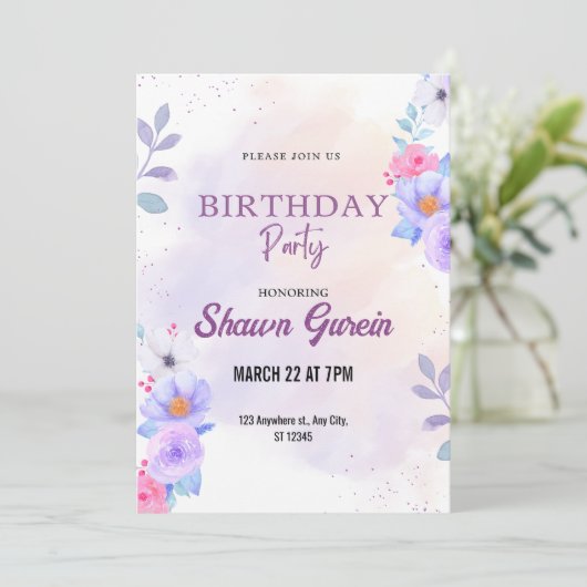 Aangepaste Floral Verjaardag Kaart (Staand voorkant)