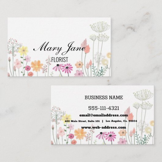 Aangepaste Floral Visitekaartje (Voorkant / Achterkant)