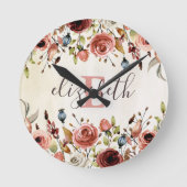 Aangepaste Floral Wall Clock Ronde Klok (Voorkant)