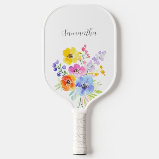 Aangepaste Floral-Waterverf Pickleball Paddle (Voorkant)