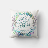 Aangepaste Floral Waterverf Wedding Pillow Kussen (Voorkant)