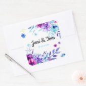 Aangepaste Floral Wedding Vierkante Sticker (Envelop)