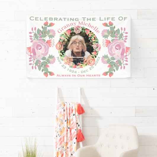 aangepaste floral wreate-vormfotobanner spandoek (Insitu)