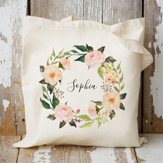Aangepaste Floral Wreath Braidsmaid, Welcome2 Tote Bag