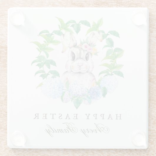 Aangepaste Floral Wreath Pasen Glazen Onderzetter (Achterkant)