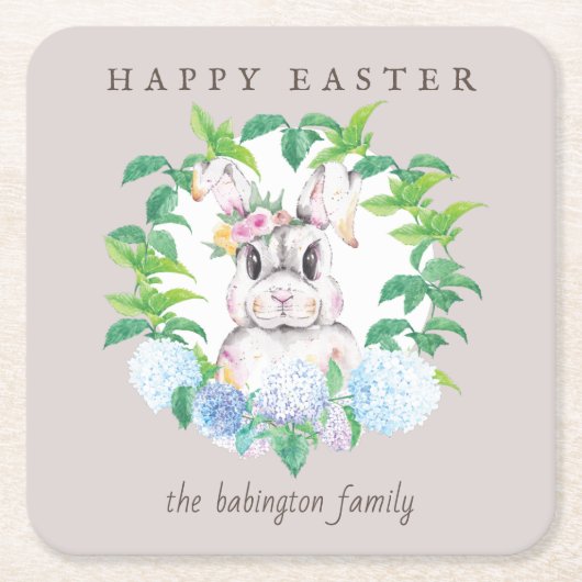 Aangepaste Floral Wreath Pasen Kartonnen Onderzetters (Voorkant)