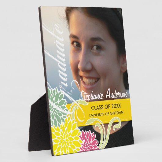 Aangepaste florale afstuderen plaque fotoplaat (Zijkant)