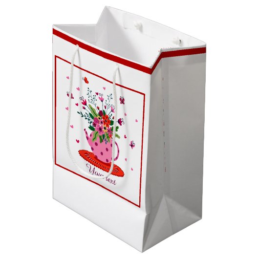 Aangepaste florale bloem medium cadeauzakje (Voorkant Gekanteld)