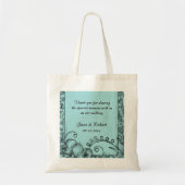 Aangepaste florale bruiloft wil je bedanken. tote bag (Voorkant)