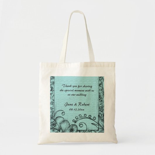 Aangepaste florale bruiloft wil je bedanken. tote bag (Voorkant)