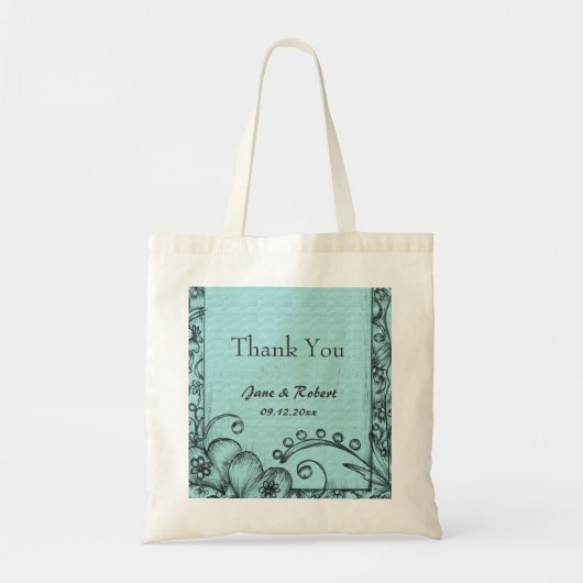 Aangepaste florale bruiloft wil je bedanken. tote bag (Voorkant)