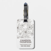 Aangepaste florale foto- en monogram retro-achterg bagagelabel (Achterkant verticaal)